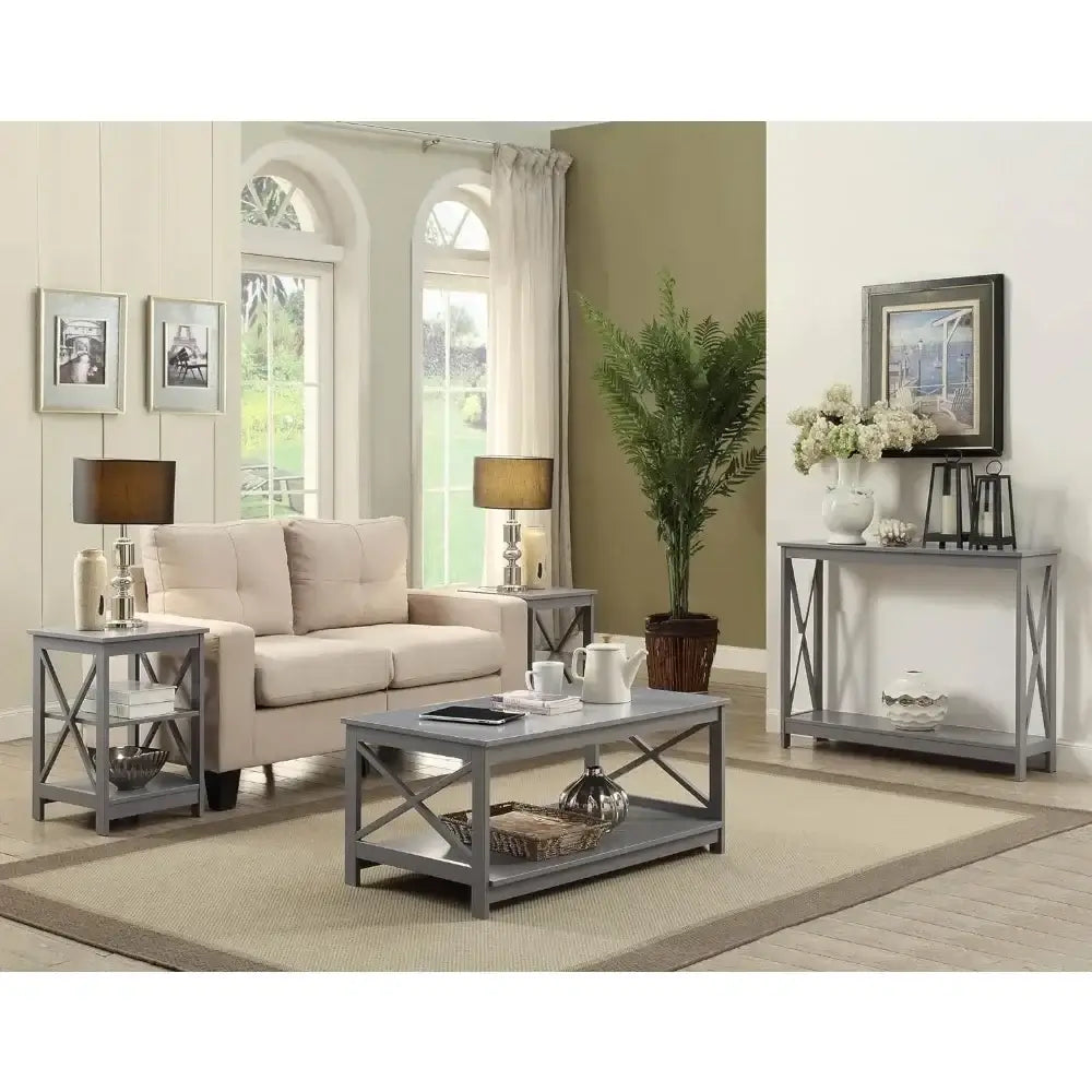 Oxford Coffee Table With Shelf, Gray