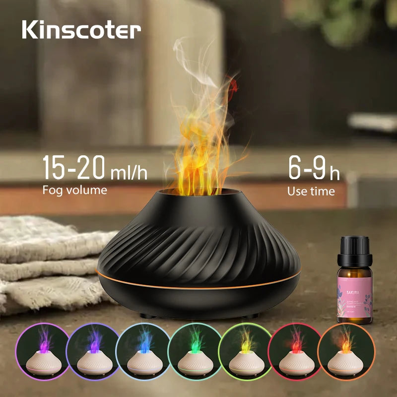 Volcanic Aroma Diffuser & USB Humidifier with Flame Light