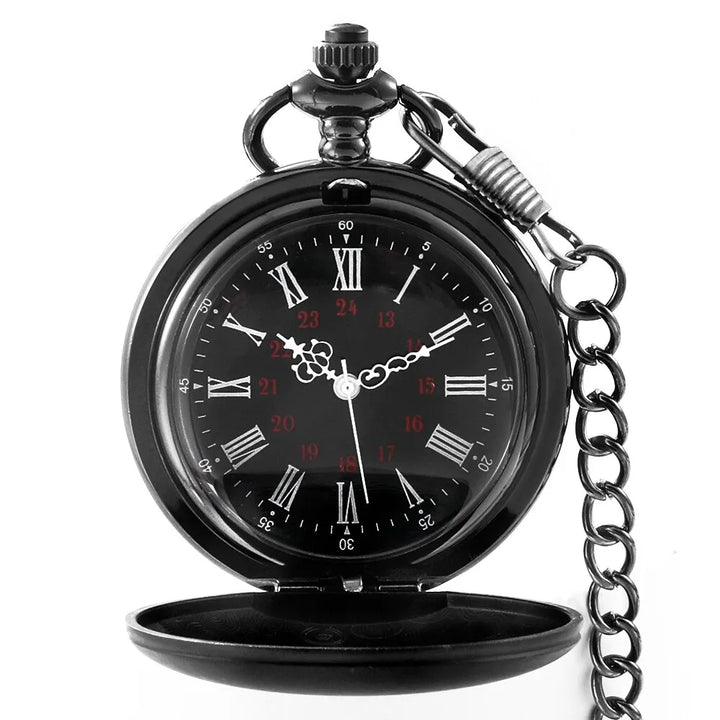 Classic Pocket Watch: Smooth Steel Fob Chain for Men & Women