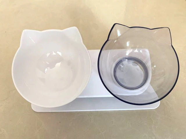 Non-Slip Double Pet Bowl with Stand - for Food and Drink