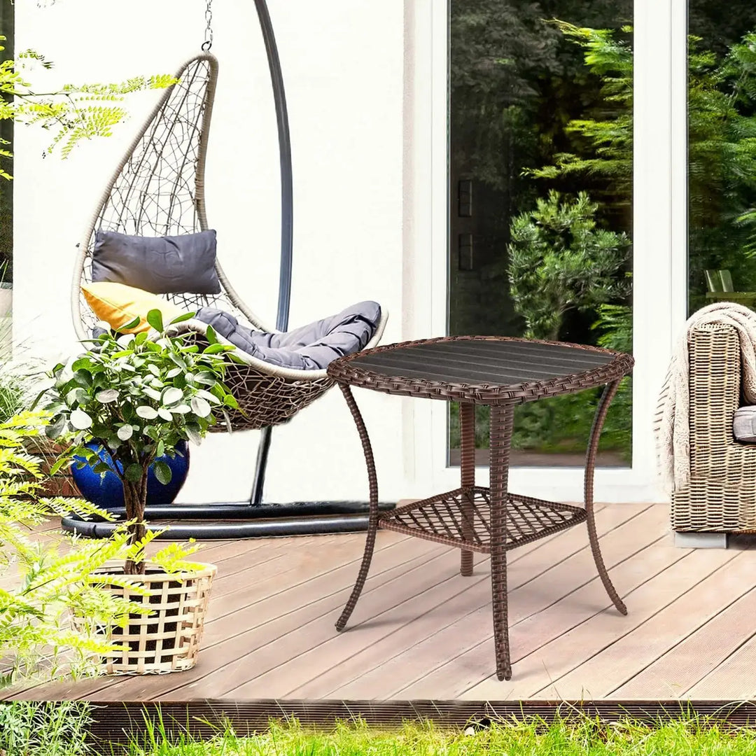 Outdoor Coffee Table with Storage & Poly Lumber Top Square