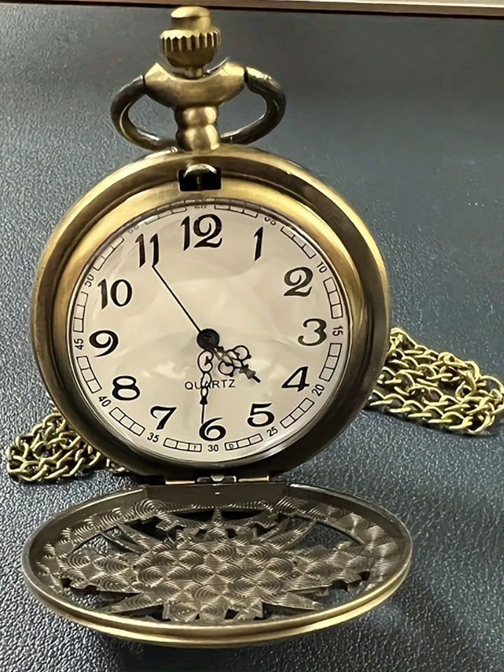 Antique Steampunk Quartz Pocket Watch - Hollow Gear Movement