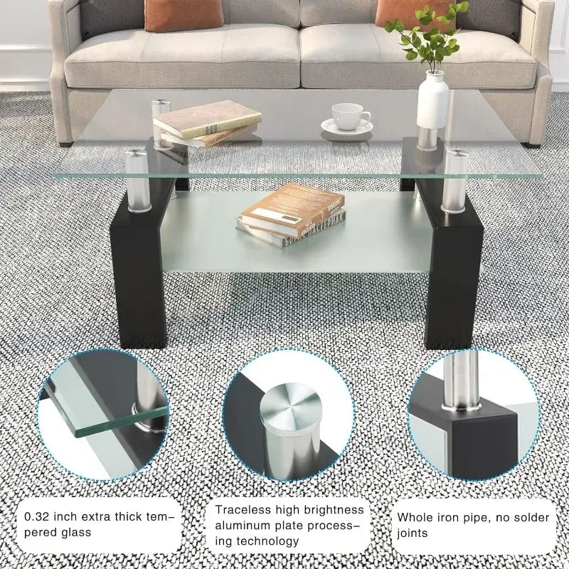 2-Tier Modern Side Coffee Table for Living Room