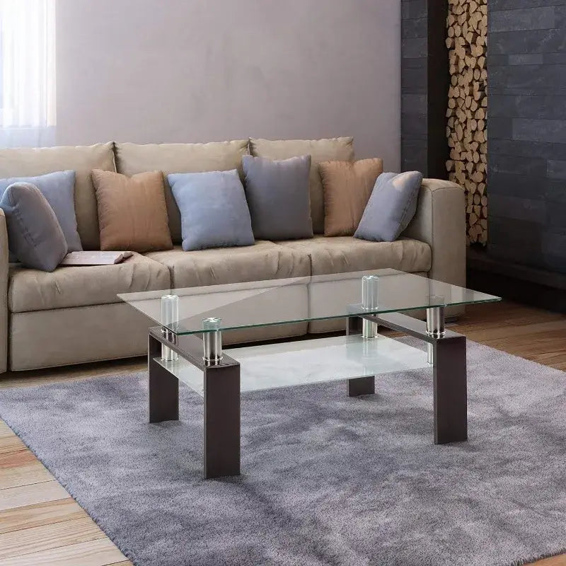 2-Tier Modern Side Coffee Table for Living Room