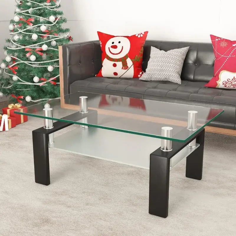 2-Tier Modern Side Coffee Table for Living Room