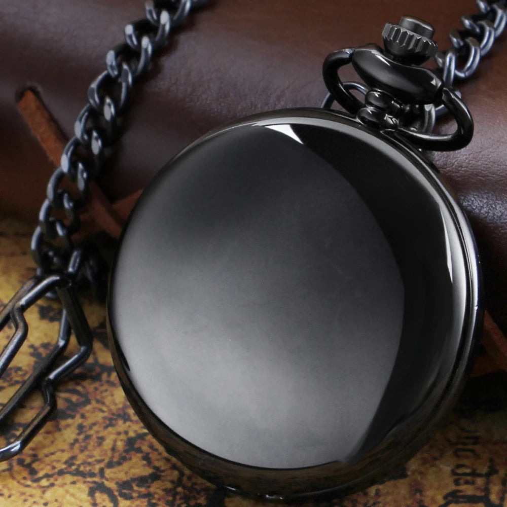 Vintage Black Quartz Pocket Watch - Smooth All Hunter Series