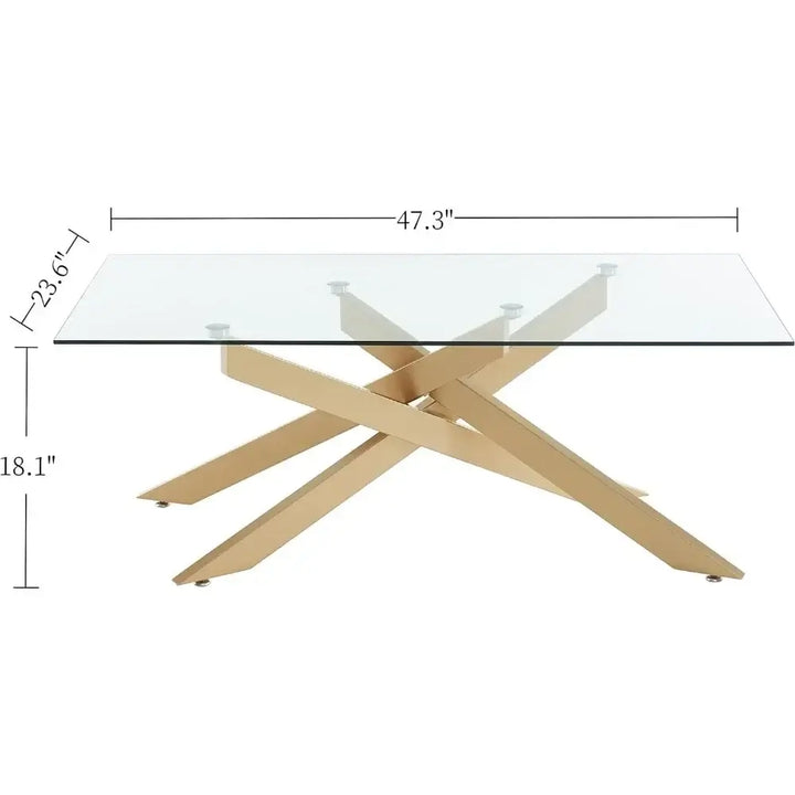 Tea and Coffee Table for Living Room with Tempered Glass Top