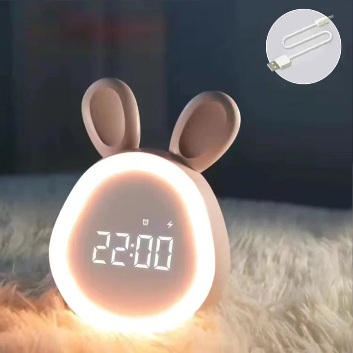 Cute Rabbit Alarm Clock with Night Light