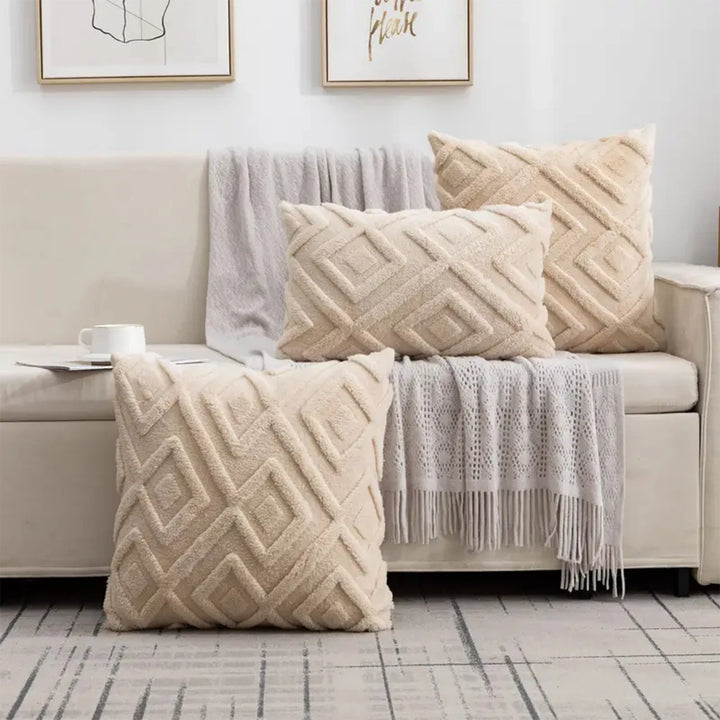 Soft Plush Faux Wool Throw Pillow Covers