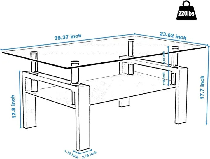 2-Tier Modern Side Coffee Table for Living Room