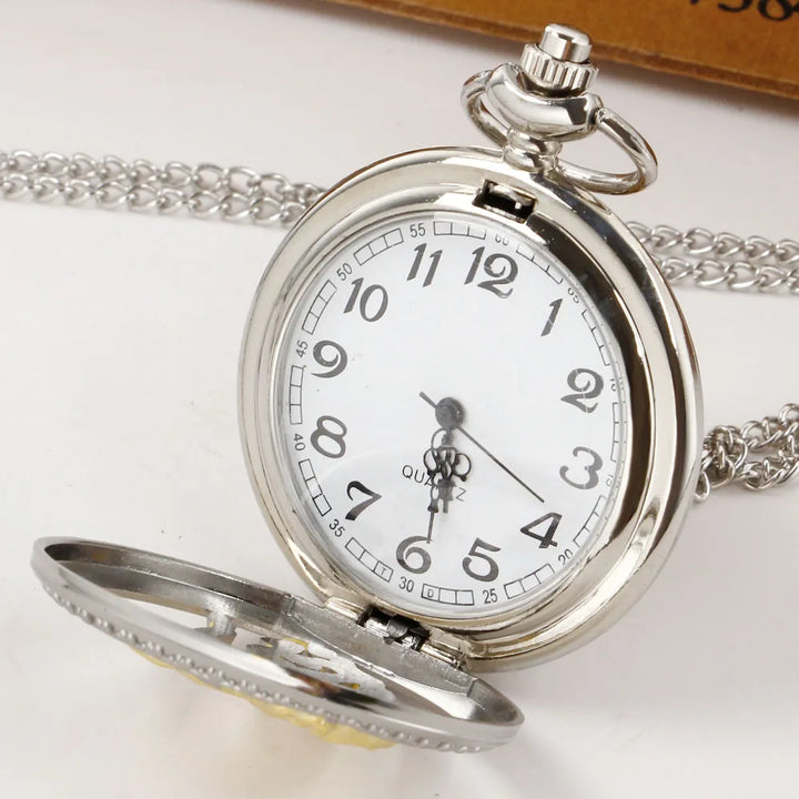 Gold Horse Pocket Watch - White Dial with Arabic Numerals