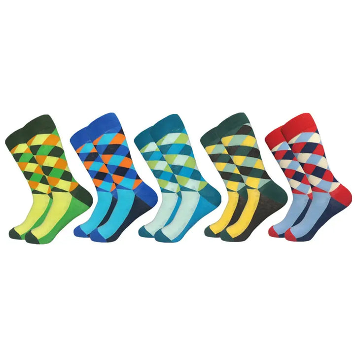 5 Pairs Novelty Men's Cotton Colorful Pattern Socks