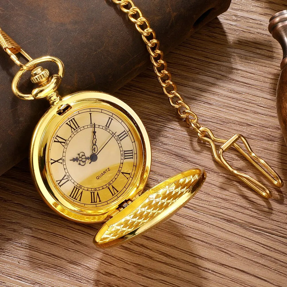 Antique Steampunk Roman Numeral Quartz Pocket Watch