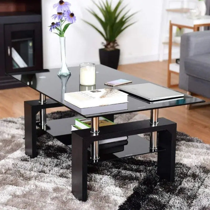 2-Tier Modern Side Coffee Table for Living Room