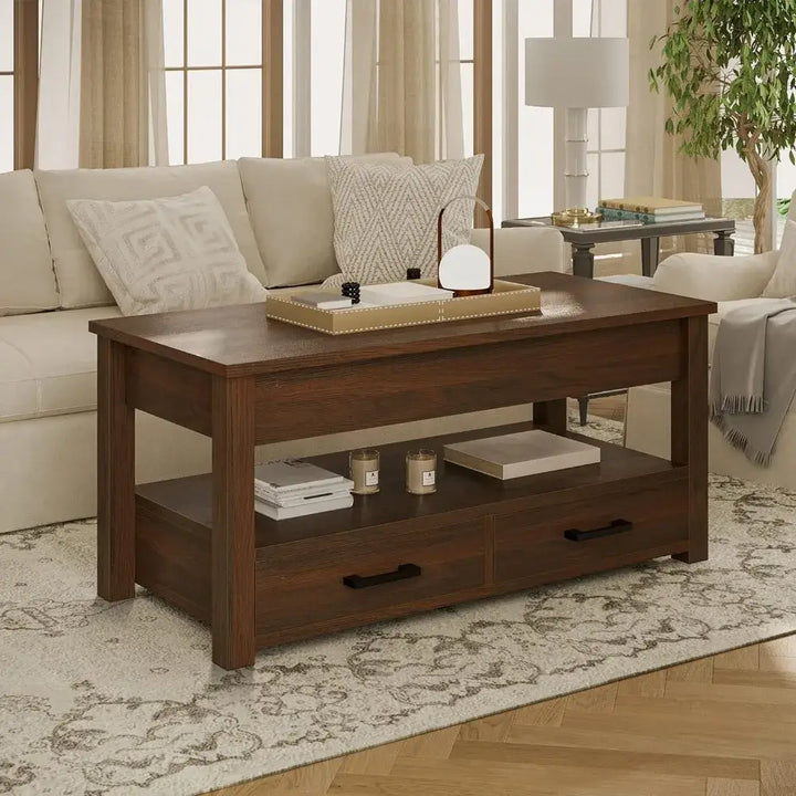 Coffee Table w/ Storage Drawers & Hidden Compartment