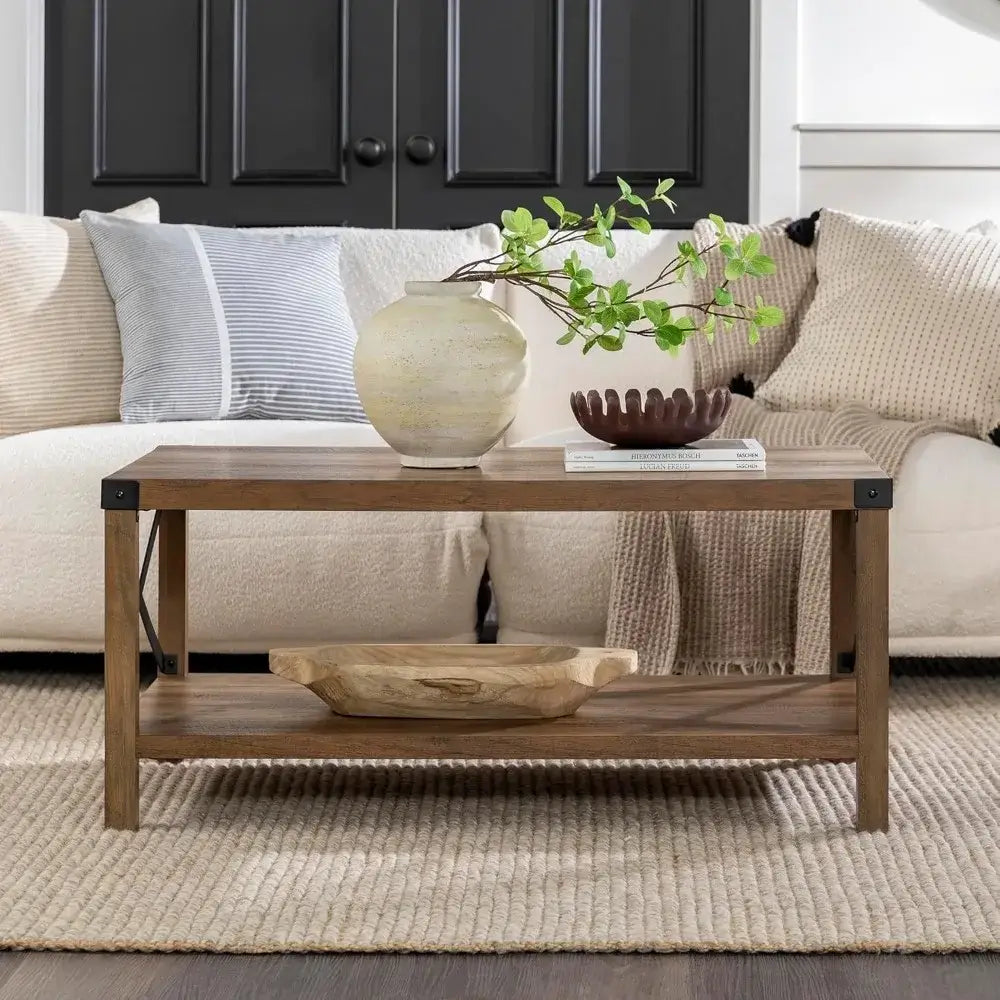 Modern Farmhouse Coffee Table, Rustic Oak