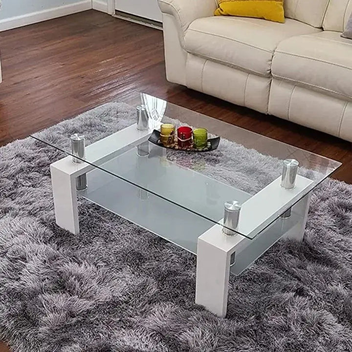 2-Tier Modern Side Coffee Table for Living Room