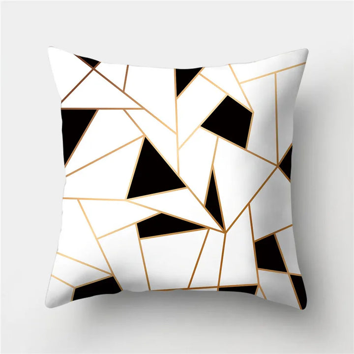 Black-Gold Geometric Cushion Cover