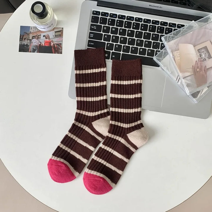 Long Cute Stripe Cotton Socks