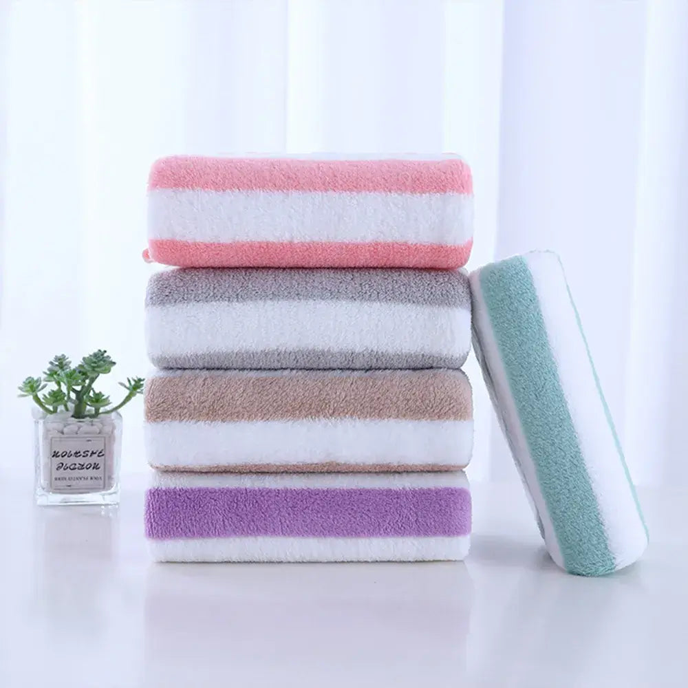 Striped Quick-Dry Bath Towel Set - Soft Microfiber Towels