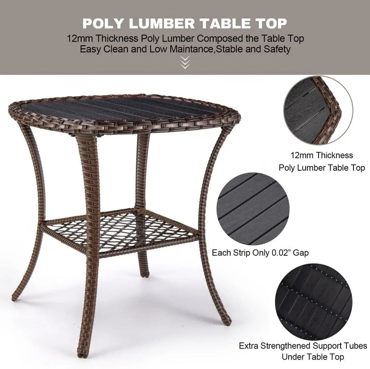 Outdoor Coffee Table with Storage & Poly Lumber Top Square