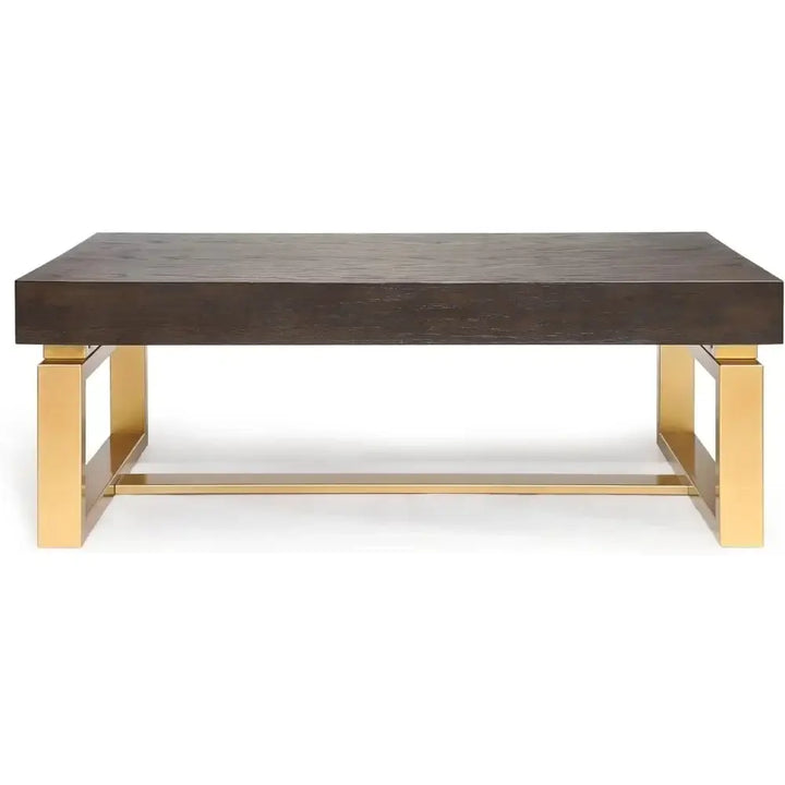 Small Coffee Table with Gold Legs, Oak Top