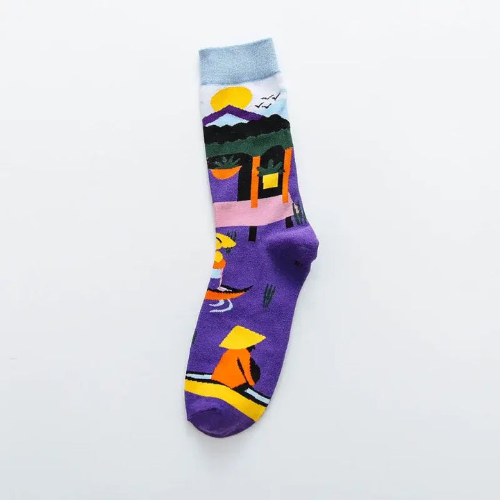 Colorful Occident Fashion Print Socks