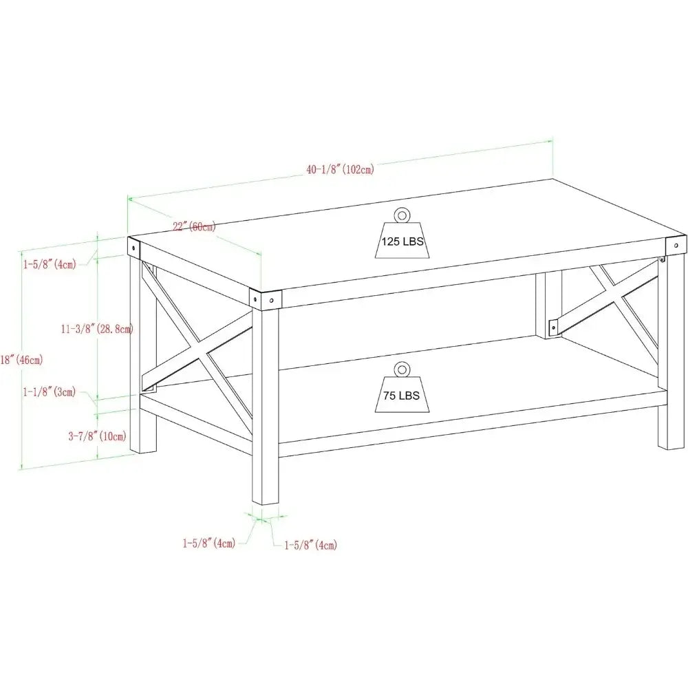 Modern Farmhouse Coffee Table, Rustic Oak