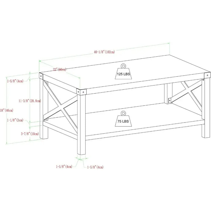 Modern Farmhouse Coffee Table, Rustic Oak