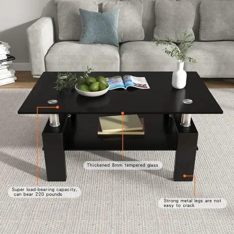 2-Tier Modern Side Coffee Table for Living Room