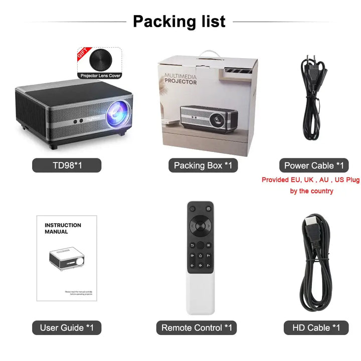 Full HD 1080p Projector with WiFi for Home Theater