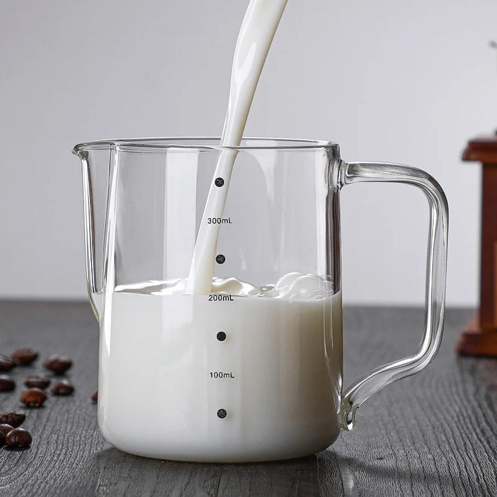 Barista-Grade Glass Milk Frother Pitcher for Latte Art