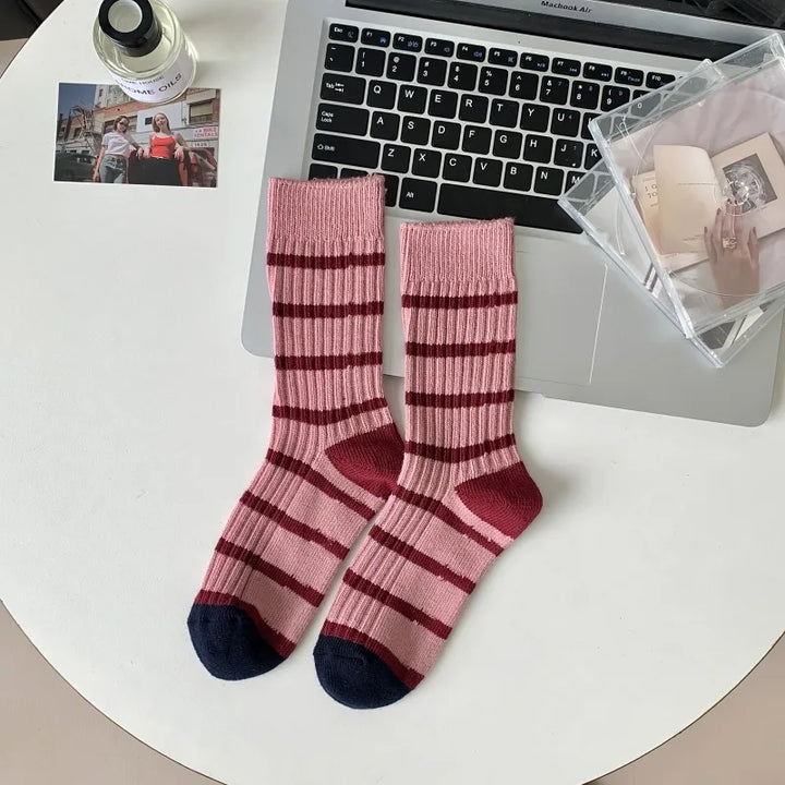 Long Cute Stripe Cotton Socks