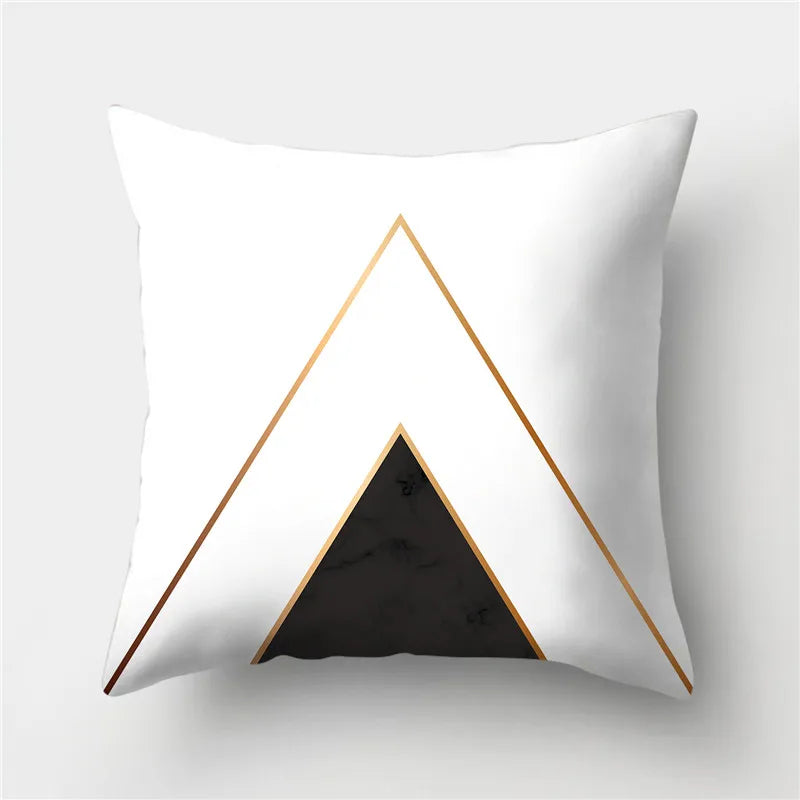 Black-Gold Geometric Cushion Cover