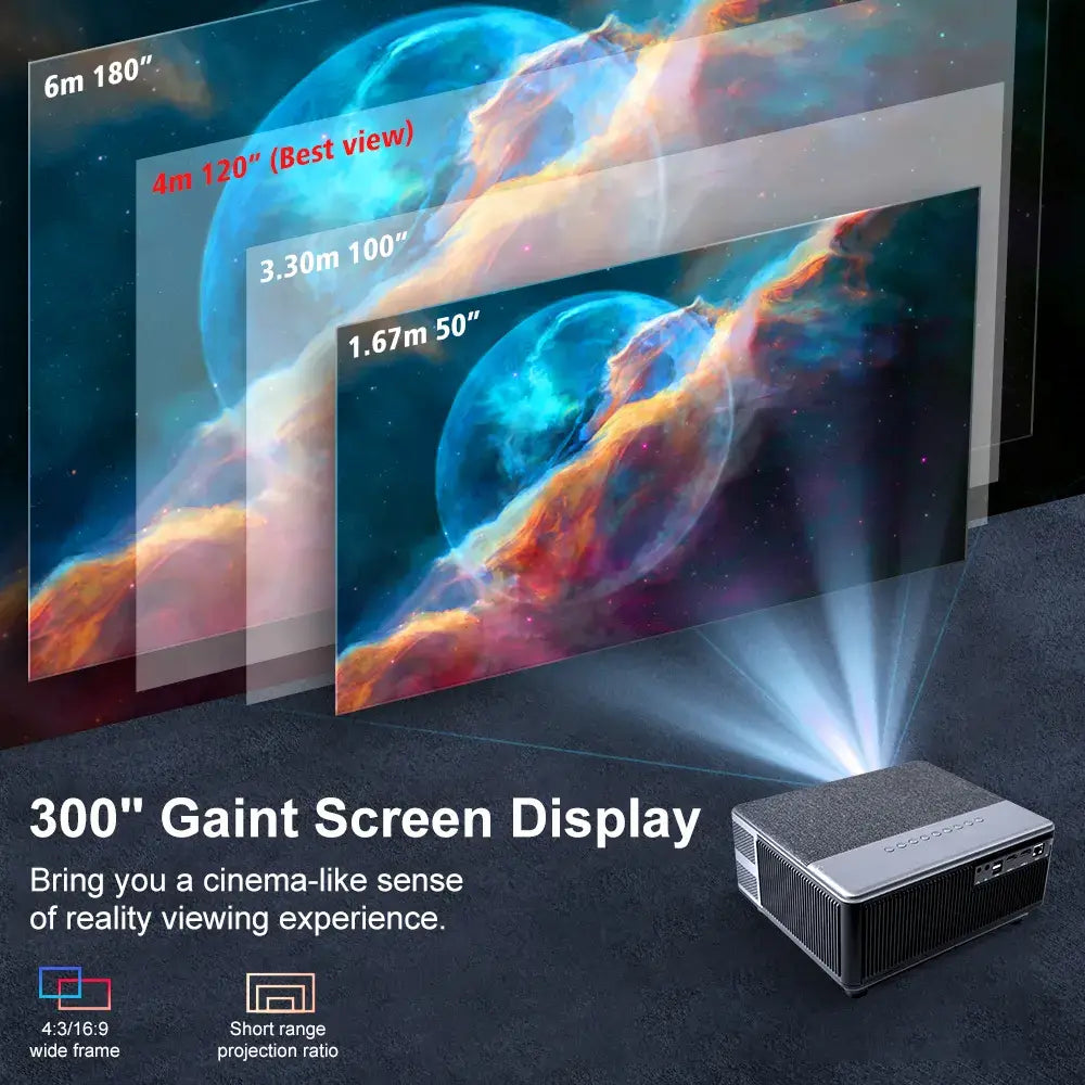 Full HD 1080p Projector with WiFi for Home Theater