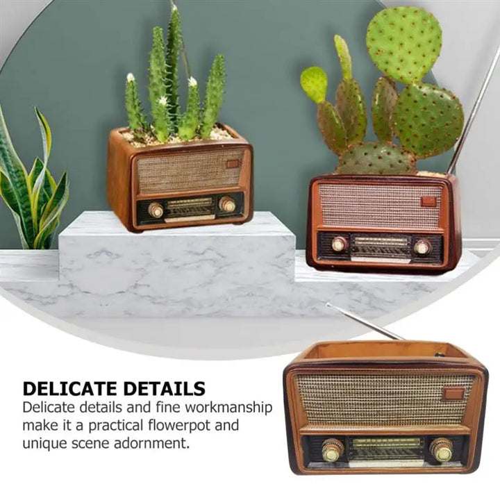 Retro Radio Planter: Versatile Garden Succulent Container