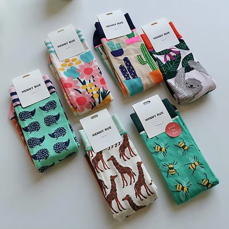 Colorful Cotton Socks - Straight Trendy Socks