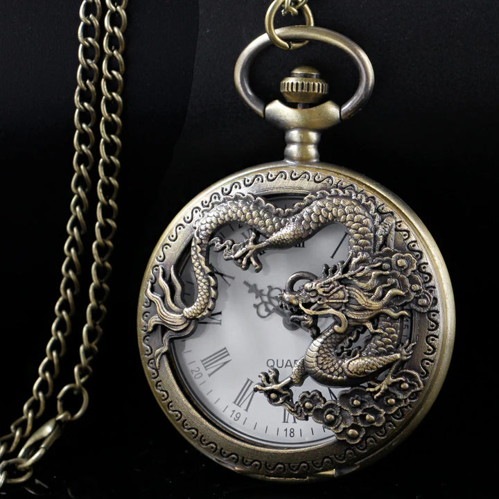 Silver Dragon-Shaped Pocket Watch