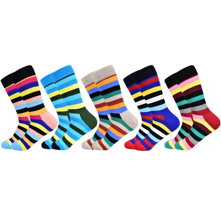 5 Pairs Novelty Men's Cotton Colorful Pattern Socks