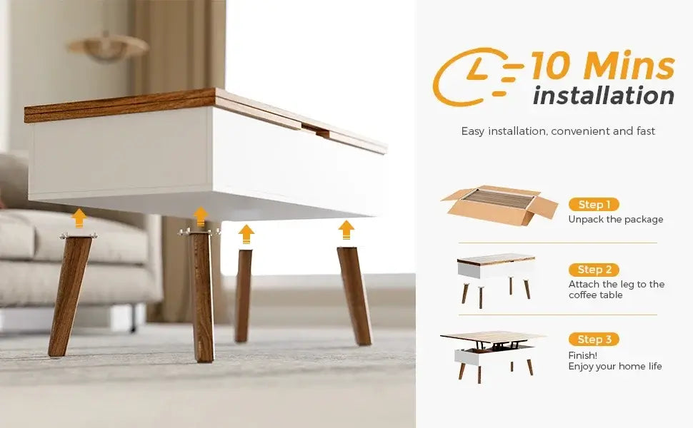 3 in 1 Lift Top Coffee Table with Hidden Storage