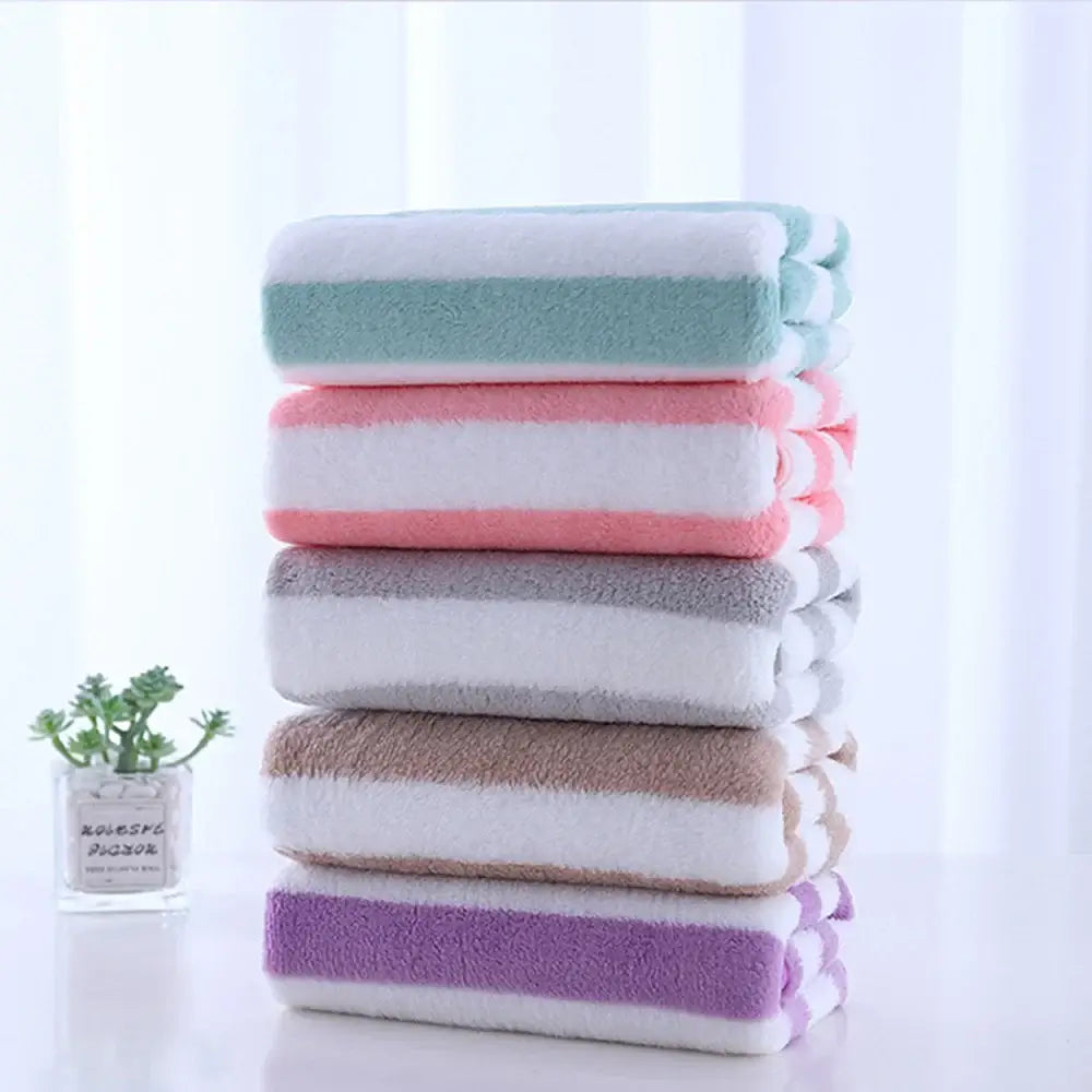 Striped Quick-Dry Bath Towel Set - Soft Microfiber Towels