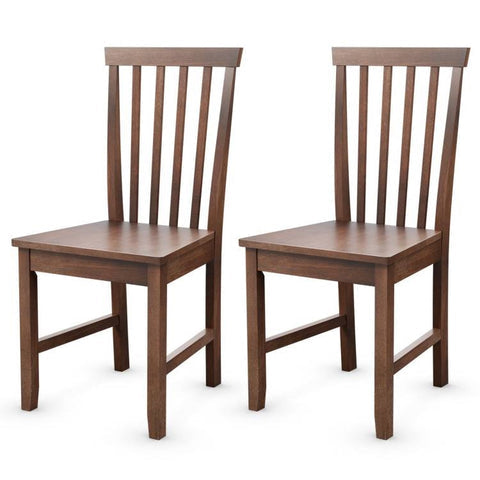 Set of 2 Solid Wood Dining Chairs in Walnut Brown Finish