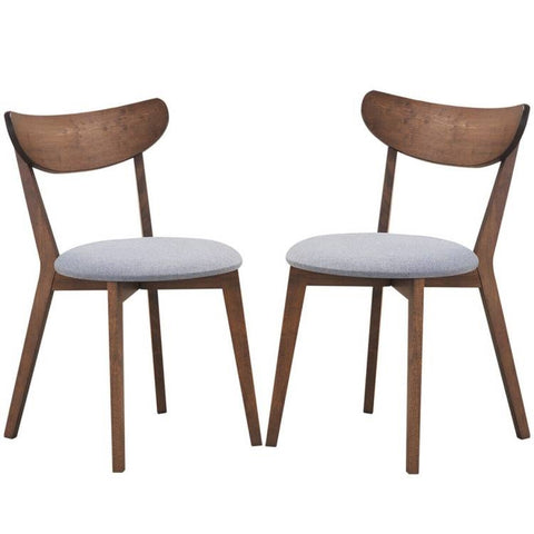 Set of 2 Mid-Century Modern Wood Dining Chair, Grey