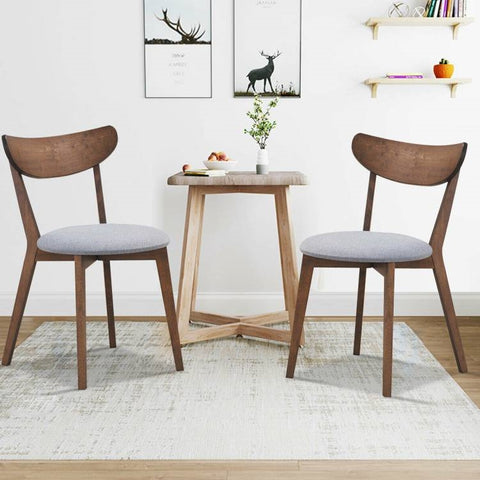 Set of 2 Mid-Century Modern Wood Dining Chair, Grey