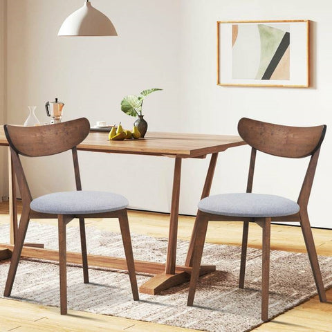 Set of 2 Mid-Century Modern Wood Dining Chair, Grey