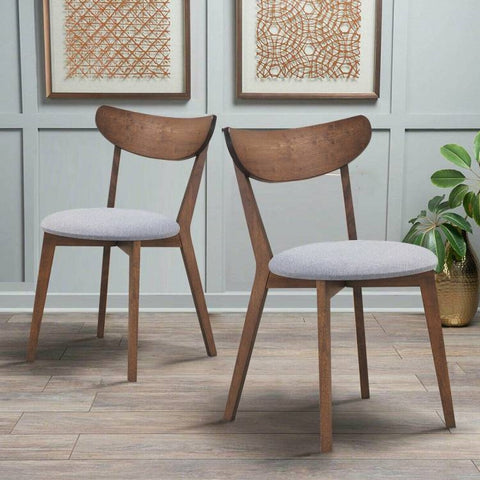 Set of 2 Mid-Century Modern Wood Dining Chair, Grey