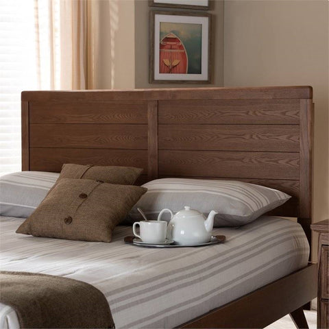 Queen size Farmhouse Headboard in Rustic Brown Walnut Wood Finish