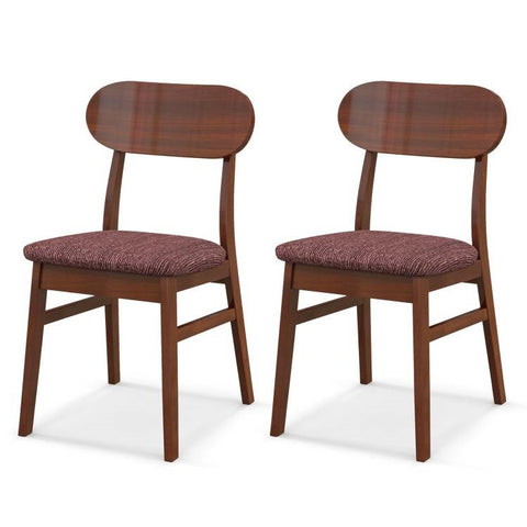 Set of 2 Modern Mid-Century Brown Wood Dining Chairs