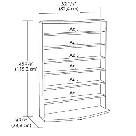 Contemporary 6-Shelf Bookcase Multimedia Storage Rack Tower in Brown Finish