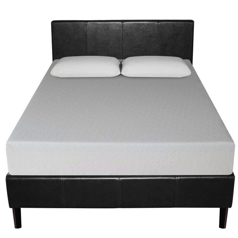 Full size Modern Platform Bed with Espresso Faux Leather Headboard